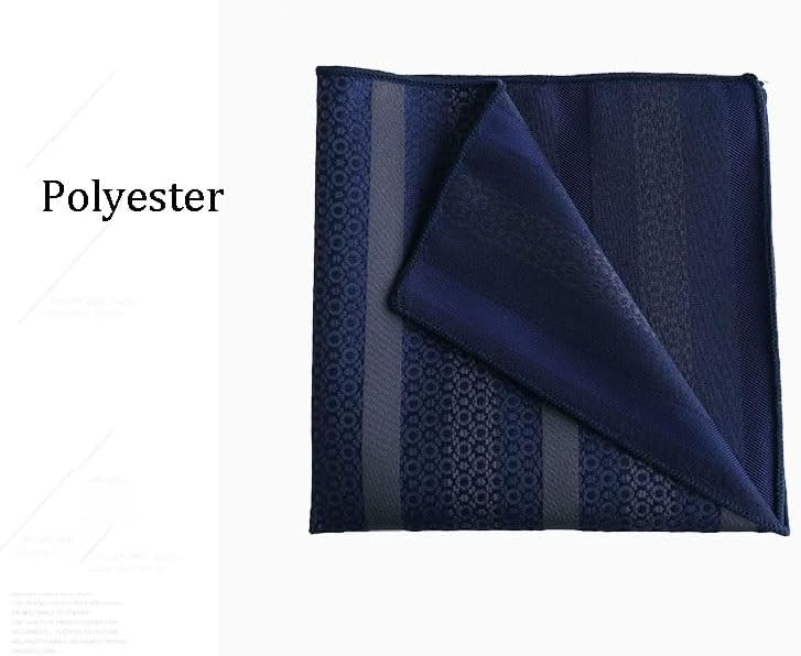Men's British Retro Striped Polyester Silk Pocket Square Handkerchief for Weddings Business Suit Shirts