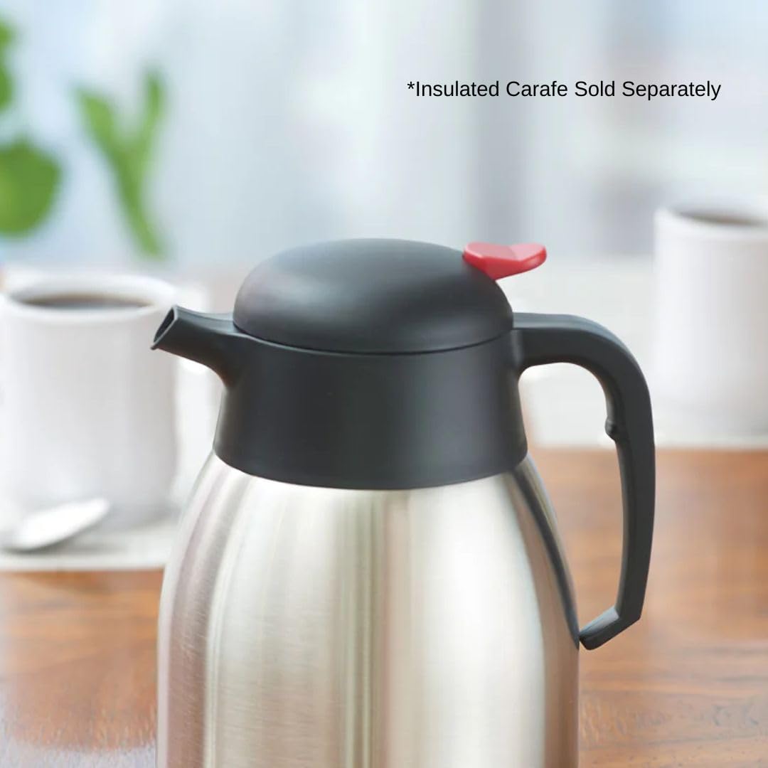 Soro Essentials Set of 2 Push Button Carafe Lids - Fits 1.2/1.5/2.0L Thermal Carafes - Black Plastic Lids for Hot Beverages