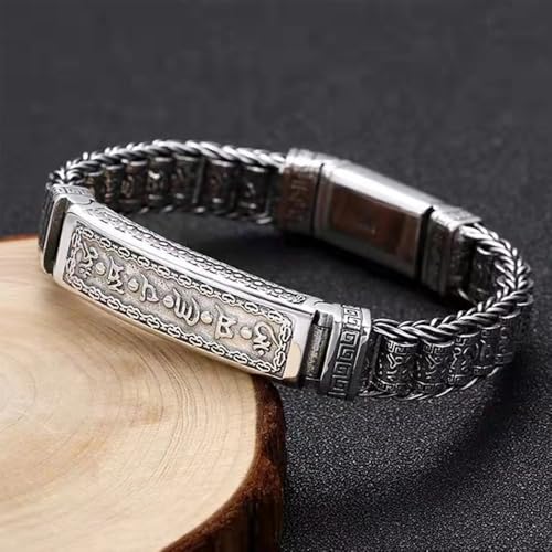 Feng Shui Bracelets for Men Women, Retro Six-Character Mantra Bracelet, Tibetan Buddhist Bracelet, 925 Sterling Silver Wealth Meditation Amulet Bring Good Luck, Personalized Jewelry2