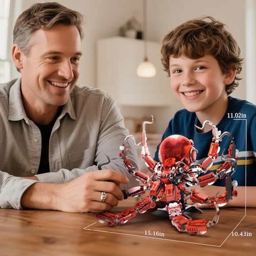 Mechanical Oktopus Klemmbausteine Bausteinen.Kompatibel Mit Lego Oktopus – STEM Perfekte Ozean-Moc Octopus Animal Deko für Zuhause/Büro. Geschenk für Kinder und Erwachsene ab 8-16 882PCS