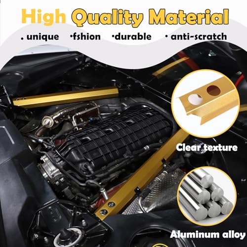 Image of CHEAYAR Engine Bay Panel Cover Compatible with Chevrolet Corvette C8 2020-2023, Engine Shroud Cover Panel Trims, C8 Accessories 2PCS (Engine Rod - Yellow)