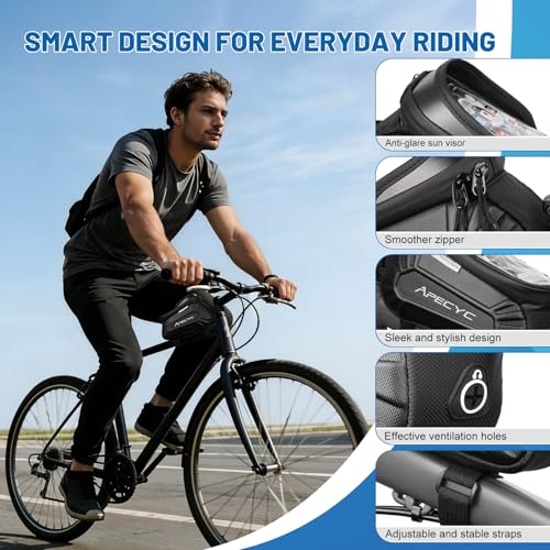 Bike Frame Bag, Waterproof Cycling Front Phone Bag with 3M