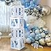 Scatole di palloncini per decorazioni per la doccia per bambini,4 pezzi fai da te per bambini scatole trasparenti bianche confezione con palloncini con lettere per bambini per feste di compleanno blu