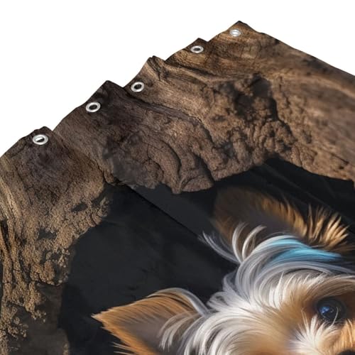 Rideau de douche épais contre éclaboussures motif Yorkshire terrier 183 cm