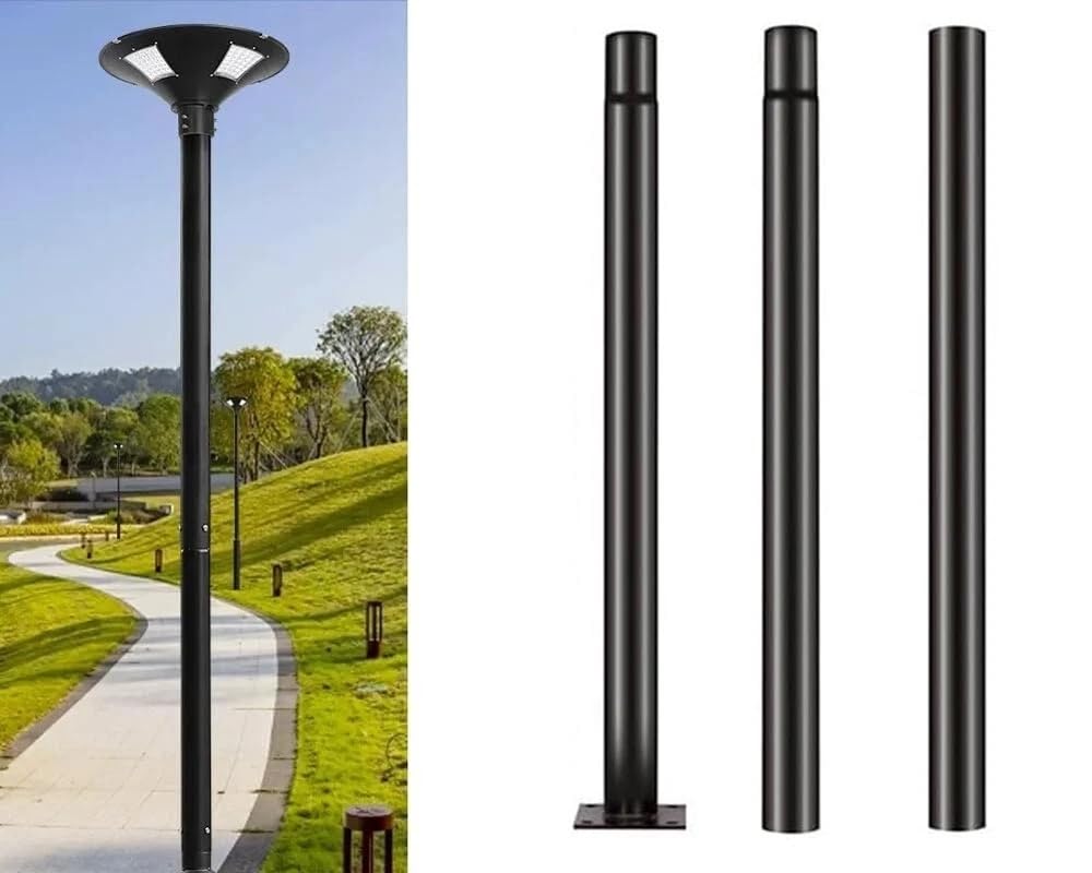 Palo per lampione stradale supporto da faro ufo staffa in metallo 3 mt nero