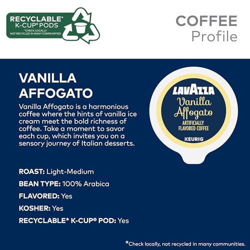 Image of Lavazza Vanilla Affogato Coffee, Single Serve Keurig K-Cup Pods, Flavored Coffee, 88-Count Box (4 Packs of 22)