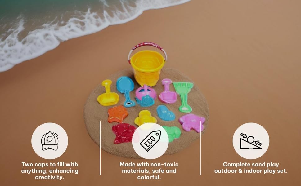 12 Pieces Bucket Beach Play Set for Kids / Sand Play Set with Bucket, Shovels & Molds / Beach Toys for Toddlers / Toddler Gardening playset / Beach Toys Gift Basket / Digging kit for Kids (Small) 4