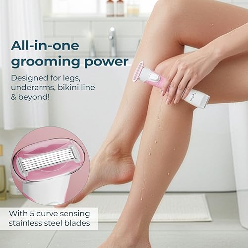 Image of Lifelong 2 In 1 Razor & Hair Trimmer for Woman | Mini Hair Remover Machine | Intimate Trimmer for Female | All in One Electric Shaver for Arms, Underarms, Legs, Bikini |Private Part, Full Body Shaver