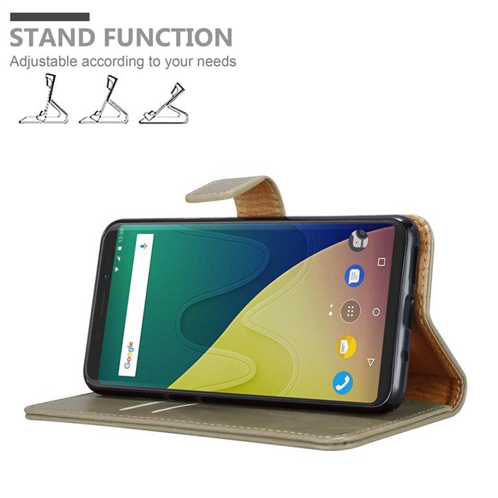 cadorabo Book Case works with WIKO VIEW XL in CAPPUCCINO BROWN - with