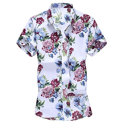 T-shirt de plage manches courtes blanc col rond motif floral taille XS