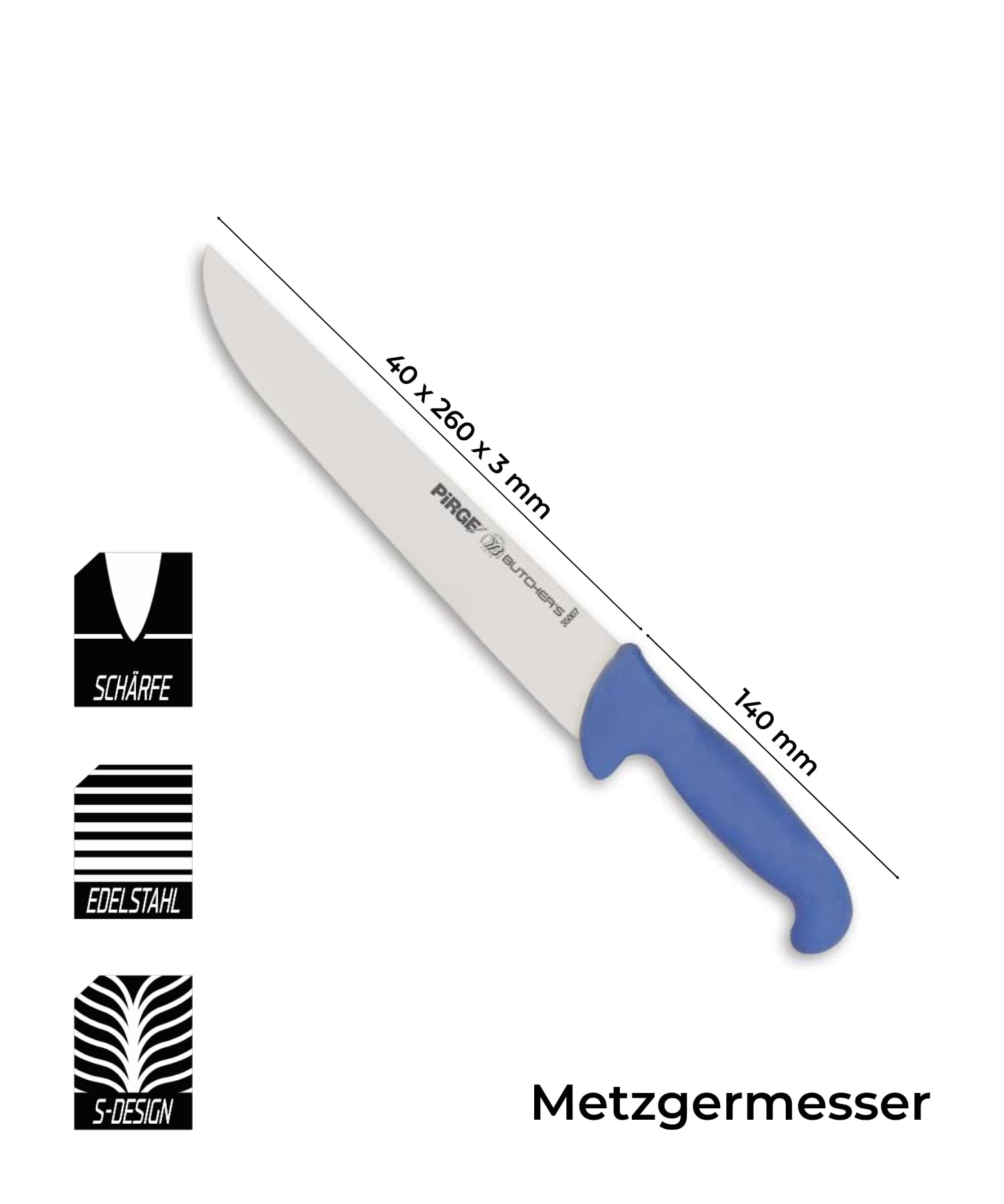 Pirge Set di coltelli da macellaio, 6 pezzi: mannaie - coltello per disossare - acciaio per affilare - coltelli da cucina professionali in acciaio inossidabile - design ergonomico