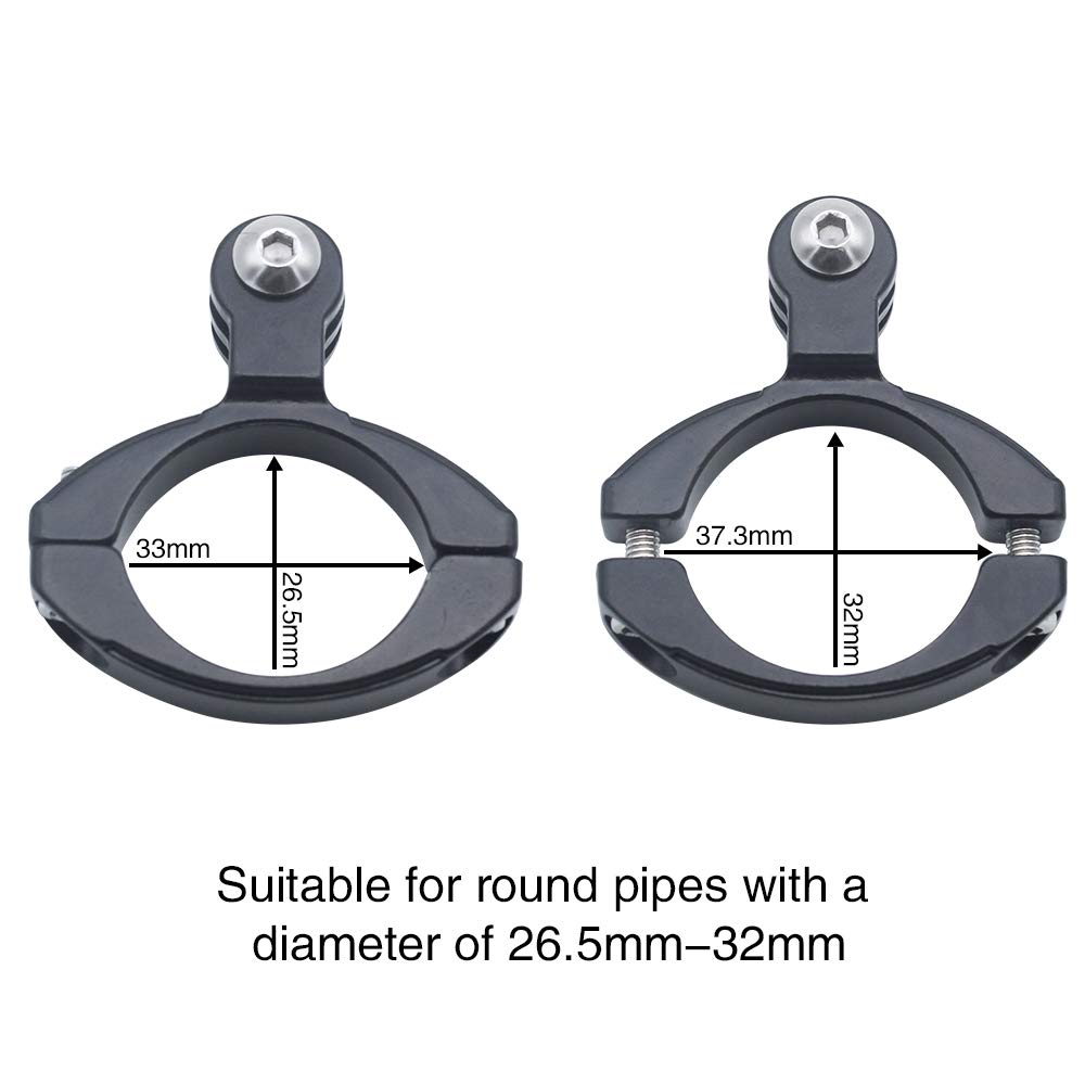 Support Guidon Vélo Pour Caméra D'action - Lot De 2, En Aluminium, Diamètre 26.5 à 32 Mm, Avec Clé Allen