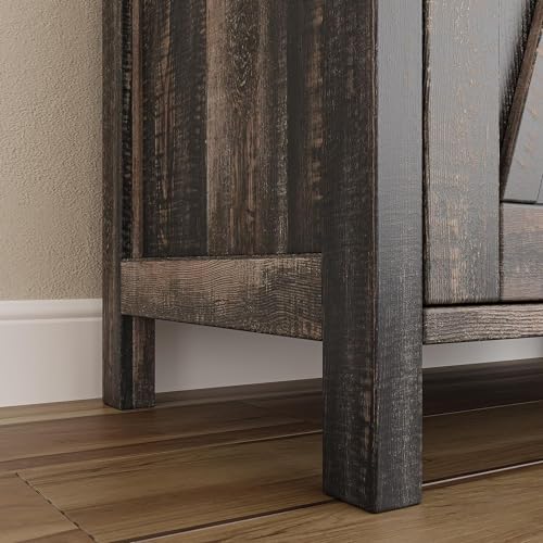 GarveeHome Small Storage Cabinet, Farmhouse Sideboard Buffet Cabinet with 2 Doors and Adjustable Shelves, Accent Entryway Console Cabinets for Living Room, Dining Room (Dark Oak, 1 Pieces)