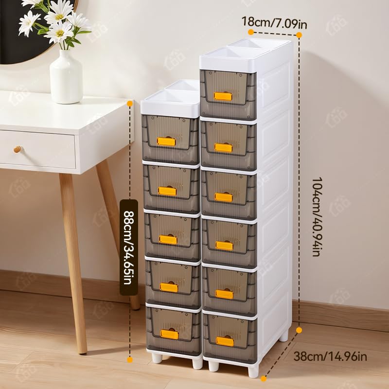 Image of LDQ Slim Storage Cabinet with Drawers - Durable Waterproof PP Organizer for Bathroom /Kitchen /Health - Small Spaces, Snacks, Display & Retail (5layers)
