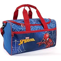 Maletas Deportivas Para Niños PERLETTI Bolsa Deporte Infantil Spiderman con Bandolera - Mochila Gimnasio para Niños Marvel Spider Man Azul y Rojo - Bolso Deportivo Niño con Hombre Araña de Viajes y Tiempo Libre - 35x22.5x15