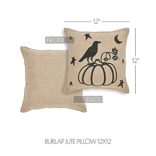 VHC-Brands-Raven-Harvest-Rustic-Decor-Burlap-Jute-Pillow-12×12 VHC Brands Raven Harvest Rustic Decor Burlap Jute Pillow 12×12