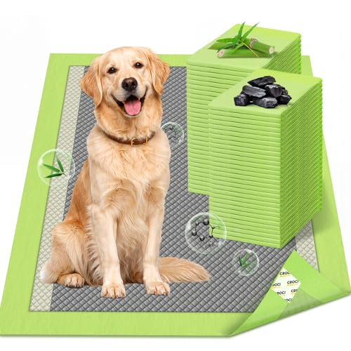 Image of CROCI Dog Pads Extra Large, 28 inchx34 inch Pee Pads for Dogs, 2X Odor-Control with Charcoal & Bamboo Material, 4-Corner Adhesive Tabs, Super Absorbent & Leak-Proof (50 Counts)