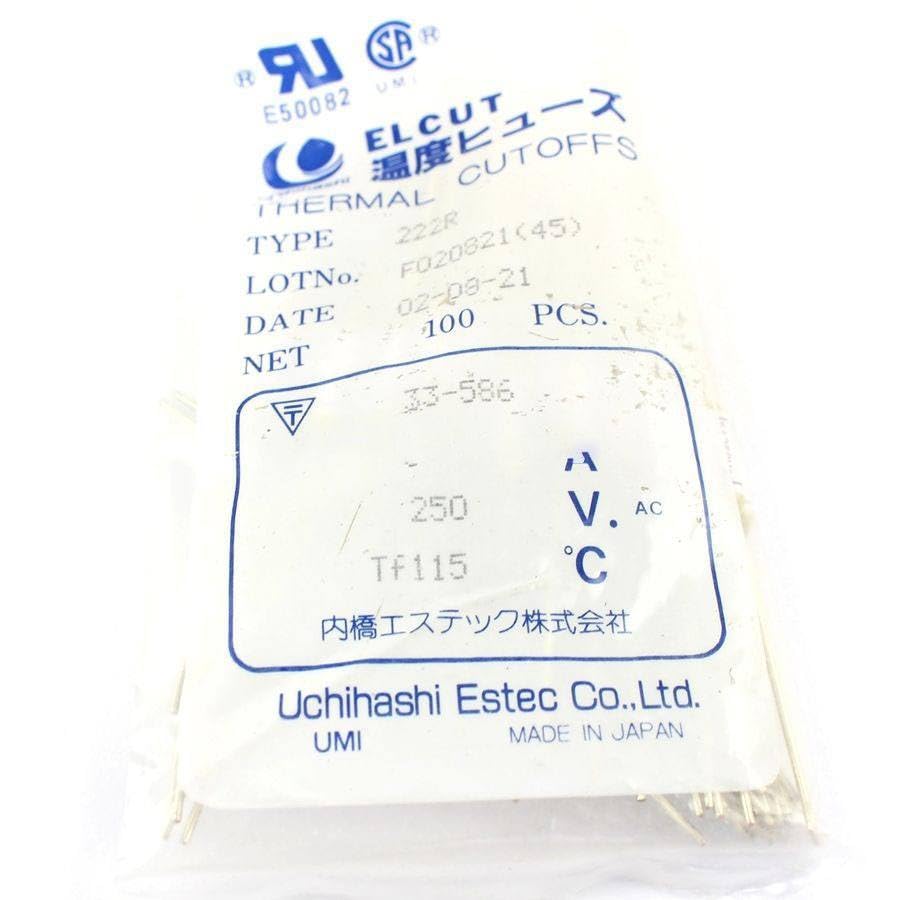 10 Pcs UMI Thermal Fuse Axial Type 222R TF Cutoff 115 Degree 5A 250V