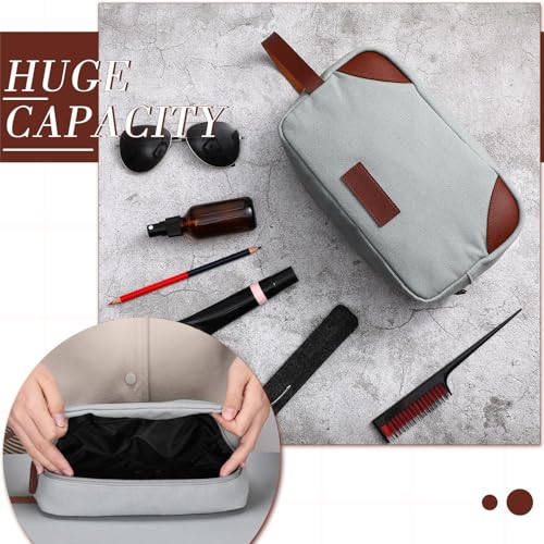 Eccliy 6 Set Groomsmen Gifts Men Toiletry Bags Men's Travel Shaving Kit Bathroom Bags Water Resistant Toiletry Case for Wedding Groomsman Proposal Gift Travel Accessories(Light Gray, Brown)4