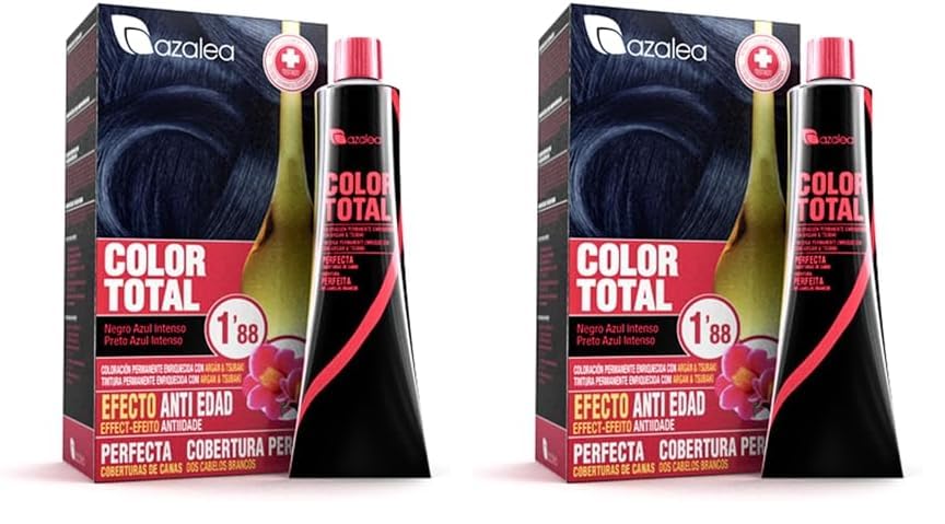 ALEA - Tinte Pelo Mujer - Color Total - Número 1,88 - Color Negro Azul Intenso - Coloración Permanente en Crema - Cobertura Total de Canas - Aclara hasta 3 Tonos en Cabellos Naturales (Paquete de 2)