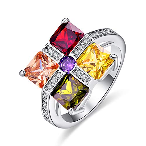 Psiroy 925 Sterling Silver Created Garnet Filled Ring for Women Size 6