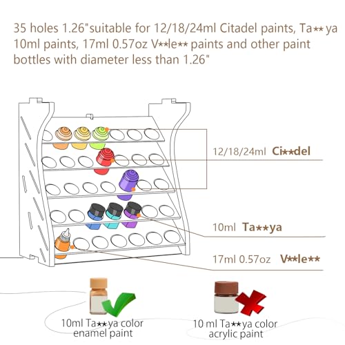 Image of Wooden Model Organizer, Paint Rack with MDF Material for 35 Paints Bottles, Craft Holder Suitable for Tamiya /Vallejo /Citadel, GK11 (Can be combined with other GK style)