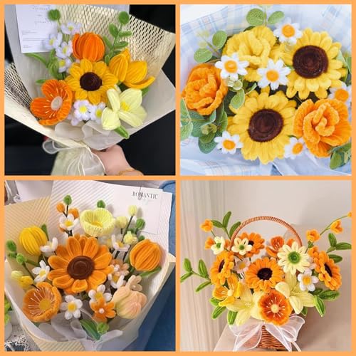 Image of ASTARON 521 Pcs 5 Colors Art Chenille Stems Pipe Cleaners Flower Making Kit