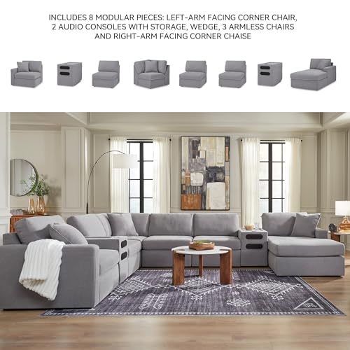 Image of Signature Design by Ashley 8-Piece Modular Sectional with Chaise, Granite