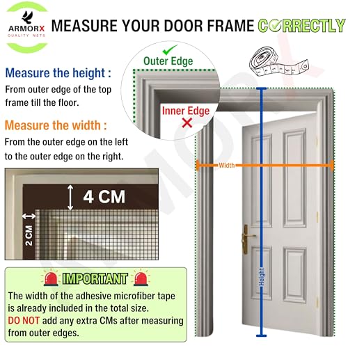 Image of ARMORX Premium Collection Magnetic Mosquito Net for Doors | Self Closing Magnets & Stay-Open Buckle Feature | Incl. Toran for Classy Look & Decor | Royal Brown -185cm x 120cm