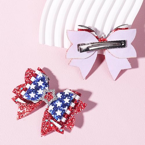Pinzas de cabello con moño patriótico 4 de julio 2 unidades miniatura 6