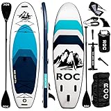 Roc Inflatable Stand Up Paddle Boards 10' 6" with Premium SUP Paddle Board Accessories, Wide Stable Design, Non-Slip Comfort Deck for Youth & Adults (10 FT 6 in, Royal W/Kayak Seat)