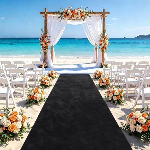 FUHSY Black Aisle Runner for Wedding Ceremony 2FTx15FT Party Carpet Rug Aisle Runner Velvet Aisle Runway for Events Aisle Floor Wedding Runner Prom Aisle Runner Outdoor Indoor Wedding Walkway Runner