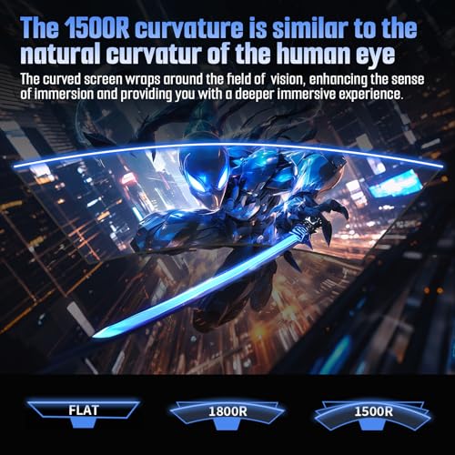 undefined SANSUI 24 Inch Curved 160Hz Gaming Monitor,1500R Curved Gaming Monitor FHD 1080P Computer Monitor,MPRT 1ms Fast VA Display,Freesync,HDR,3000:1, HDMI2.0,DP1.4, VESA Support(ES-G24C1L HDMI Cable Incl.) の商品画像 6