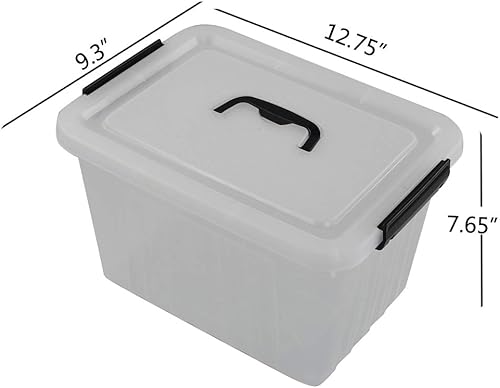 Miniatura 2 de Anbers 1 Pack Plastic Lidded Storage Box with Handle, 12 Quart Clear Latching Storage Bin