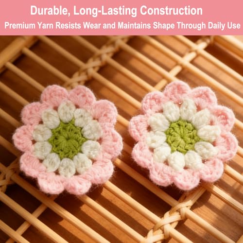 Set de 2 portavasos de crochet para auto color rosa miniatura 6