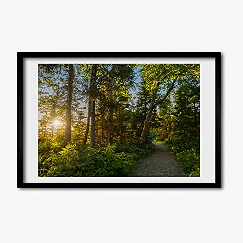 Tableau peinture forêt Tulup avec cadre en bois moderne 60x40 cm de haute qualité