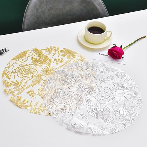 Set de table argenté aux finitions ciselées feuilles de jonquilles pour table chic - 4