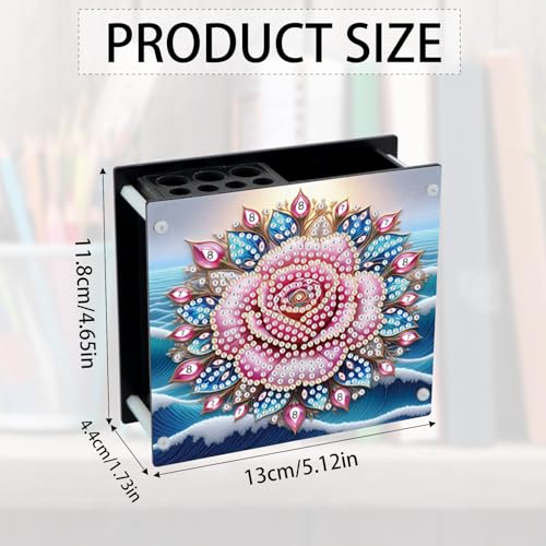 Image of DIY 5D Diamond Painting Pen Holder Set - Floral Pencil Holder Craft Kit for Desk, Decorative Diamond Art Organizer for School, Office, and Home