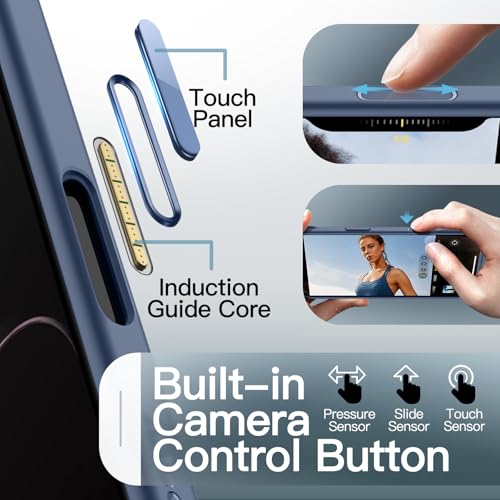 Image of JETech Magnetic Case for iPhone Air Compatible with MagSafe, Shockproof Slim Phone Cover with Built-in Camera Control Button, Matte Translucent Back, 6.5-Inch Display (Storm Blue)