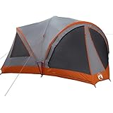Tienda de campaña familiar para camping y aventuras al aire libre, gris y naranja, 460 x 430 x 214 cm, poliéster 185T con revestimiento de poliuretano, impermeable y duradera para jardín, playa y