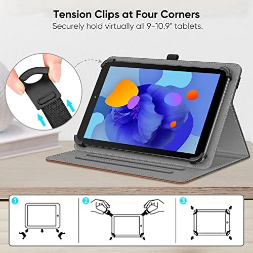 FINTIE Universal 10.1 inch Tablet Case, [Multi-Angle] Folio Cover with Document Pocket Elastic Clip for All 9-10" Tablet, Compatible with Samsung/Lenovo/Huawei/TECLAST/Fusion 5
