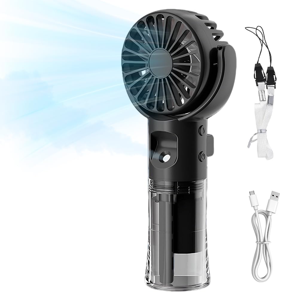 Foreverup Mini Handheld Fan, Portable Misting Fan with Water Mist Spray - Ultra Quite, Lightweight USB Rechargeable Fan with 4 Speeds, Up to 10H, Outdoor Travel Essentials, HandFan for Travel Camping — image 1