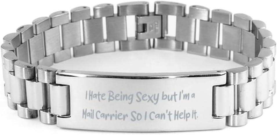 I Hate Being Sexy but I'm a. Mail carrier Ladder Bracelet, Cute Mail carrier Gifts, Engraved Bracelet For Coworkers from Friends