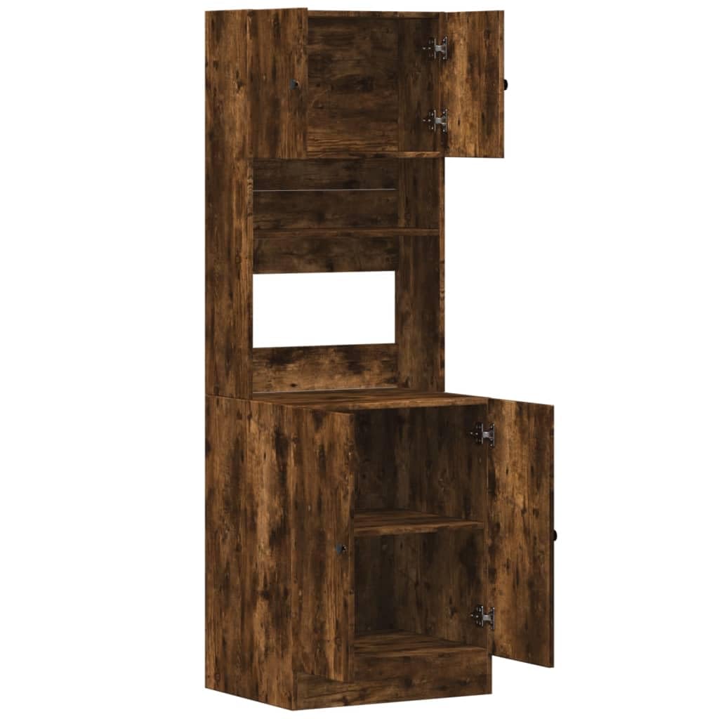 Armadio da cucina in legno di rovere affumicato, 60 x 50 x 180 cm, con ante e cassetti, indipendente, multiuso, per cucina, cantina e piano di lavoro