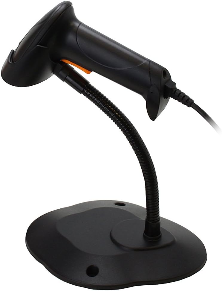 Fosmon Wired Handheld USB Automatic Barcode Scanner Reader with Hands Free Adjustable Stand - (Black)