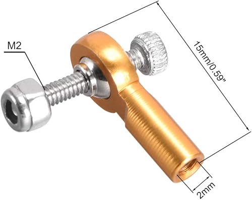 Miniatura 2 de uxcell 4 unids M20.079in 0.591in Varilla Extremo de barra de acoplamiento Extremo de la rótula Adaptador de junta de cabeza de bola tono dorado para