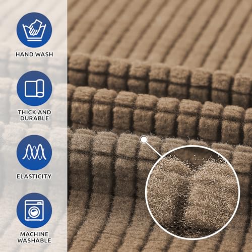 KEKUOU Stretch Sofa Cover Slipcover ,Couch Covers for 3 Cushion Couch Sofa pet Friendly (78"-94") Furniture Protector Sofa with Elastic Bottom for Kids,Dog, Jacquard Small Checked(Large,Camel)