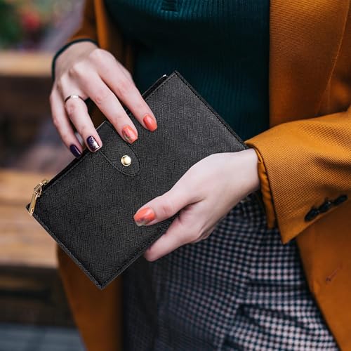 Image of Travelambo RFID Wallet Women Large Size Bifold Multi Card Wallet Case with Zipper Pocke Credit Card Holder for Women