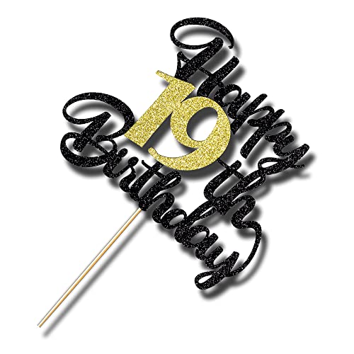 Image of 19th Happy birthday cake topper party decoration gift plugin | Cheers to 19 Years,19 & Fabulous /Hello 19th Legend since Awesome since2007 Straight Outta Party Decoration Gift Plugin