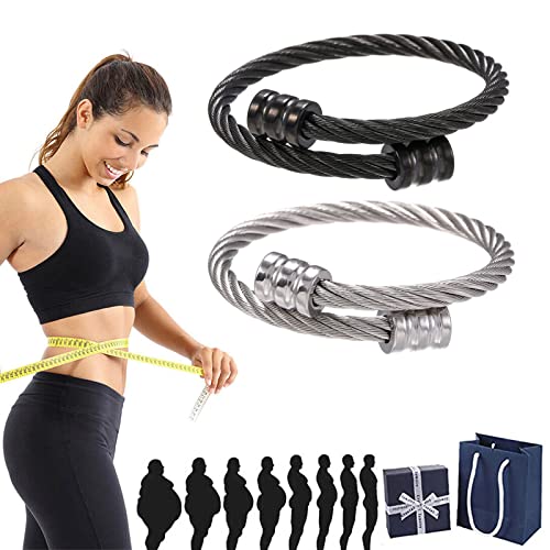 1/2/5 Stück Crainoc Titaniumion Armreif, Titanium Ion Armreif, Lymphdrainage-Armband, Magnetische Lymphdrainage-Armbänder für Männer und Frauen (Schwarz+Silber) Cover